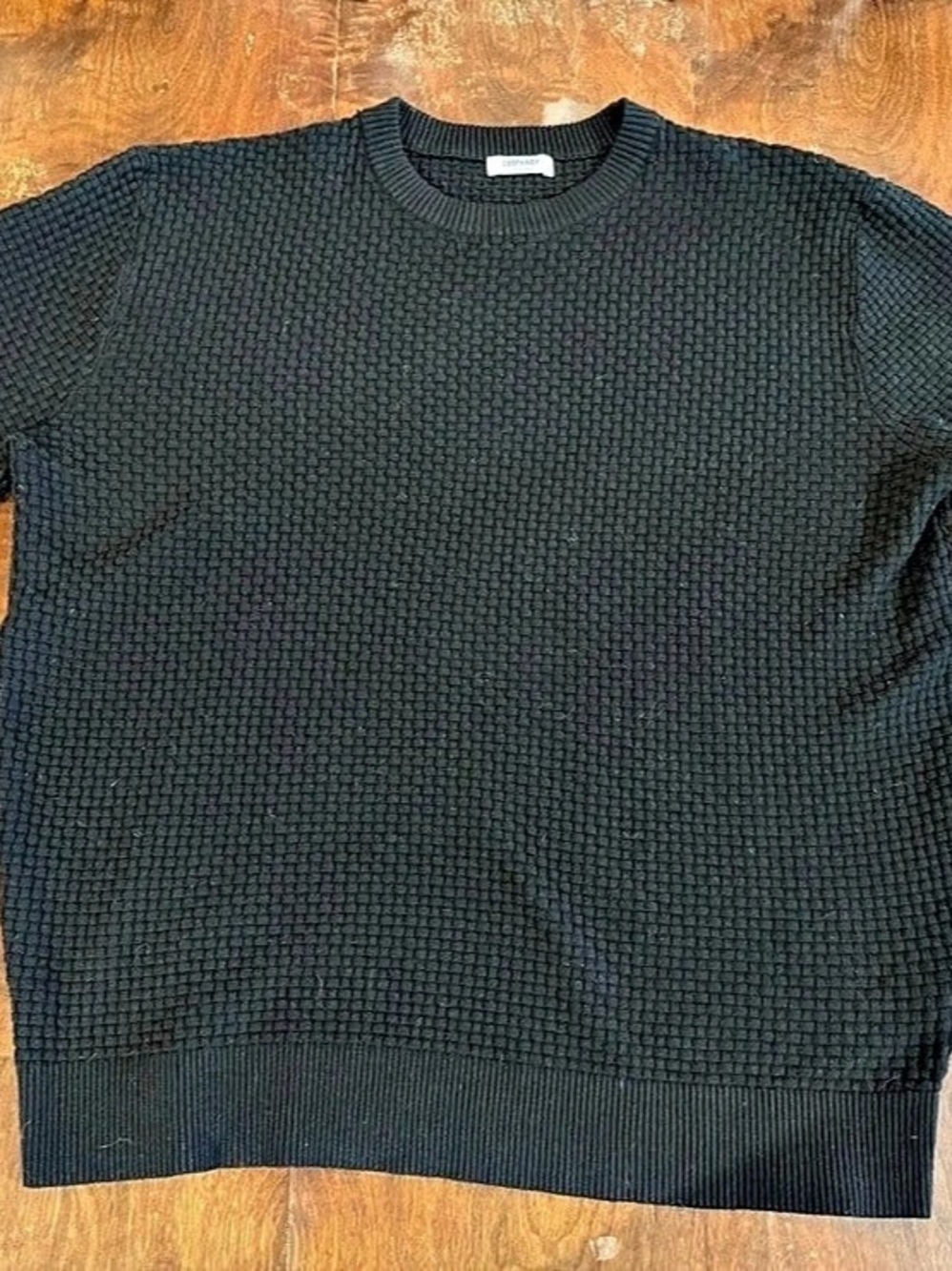 Coofandy Men's Crew Neck Waffle Knitted Pullover Sweater Knit Sweater Black XXL